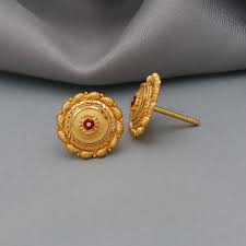 Round handmade Gold Studs Earring