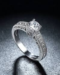 925 Platinum Plated Elegant Crystal Ring for Women and Girls/Gift