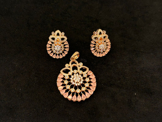 Rose Silver Ladies Pendant Set