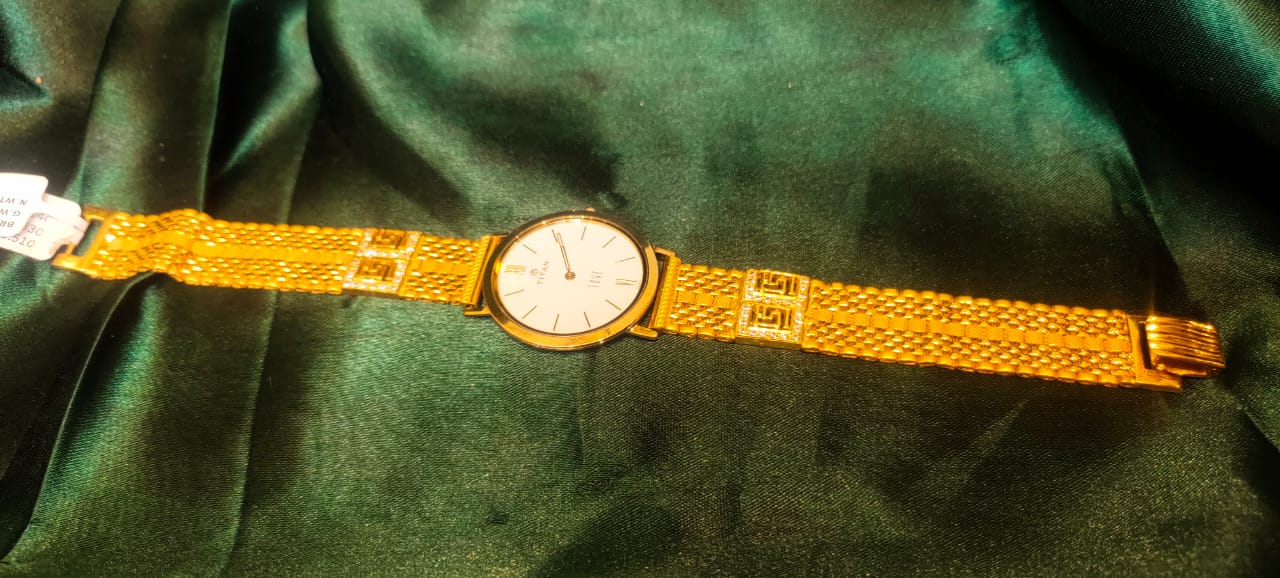 Titan Golden Bracelet Chain Wristwatch White Dial