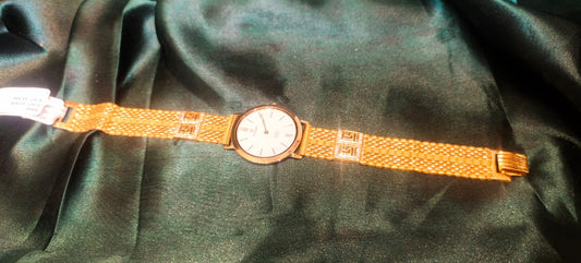 Titan Golden Bracelet Chain Wristwatch White Dial